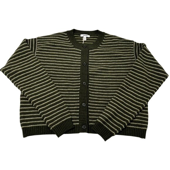 Splendid Amber Stripe Crop Cardigan in Green Spruce Oak - Picture 1 of 5